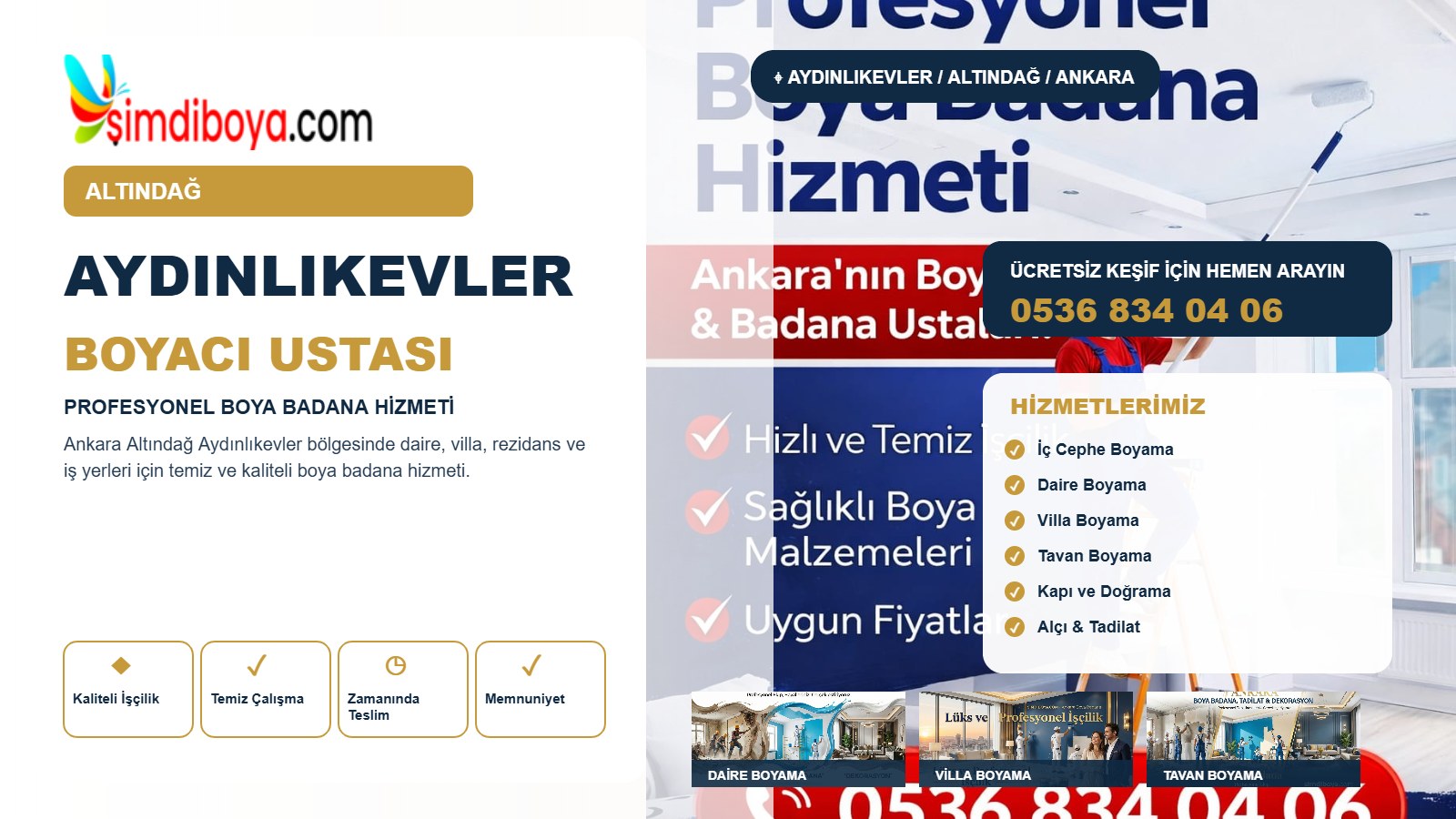 Aydınlıkevler Boyacı | Altındağ Boya Badana