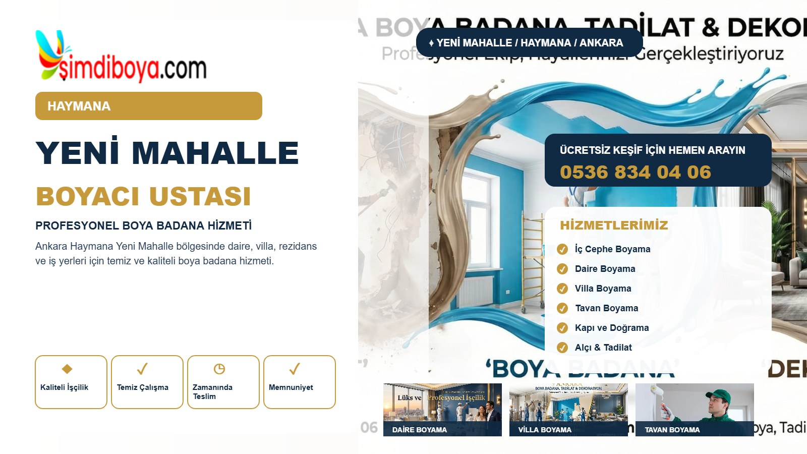 Yeni Mahalle Boyacı | Haymana Boya Badana