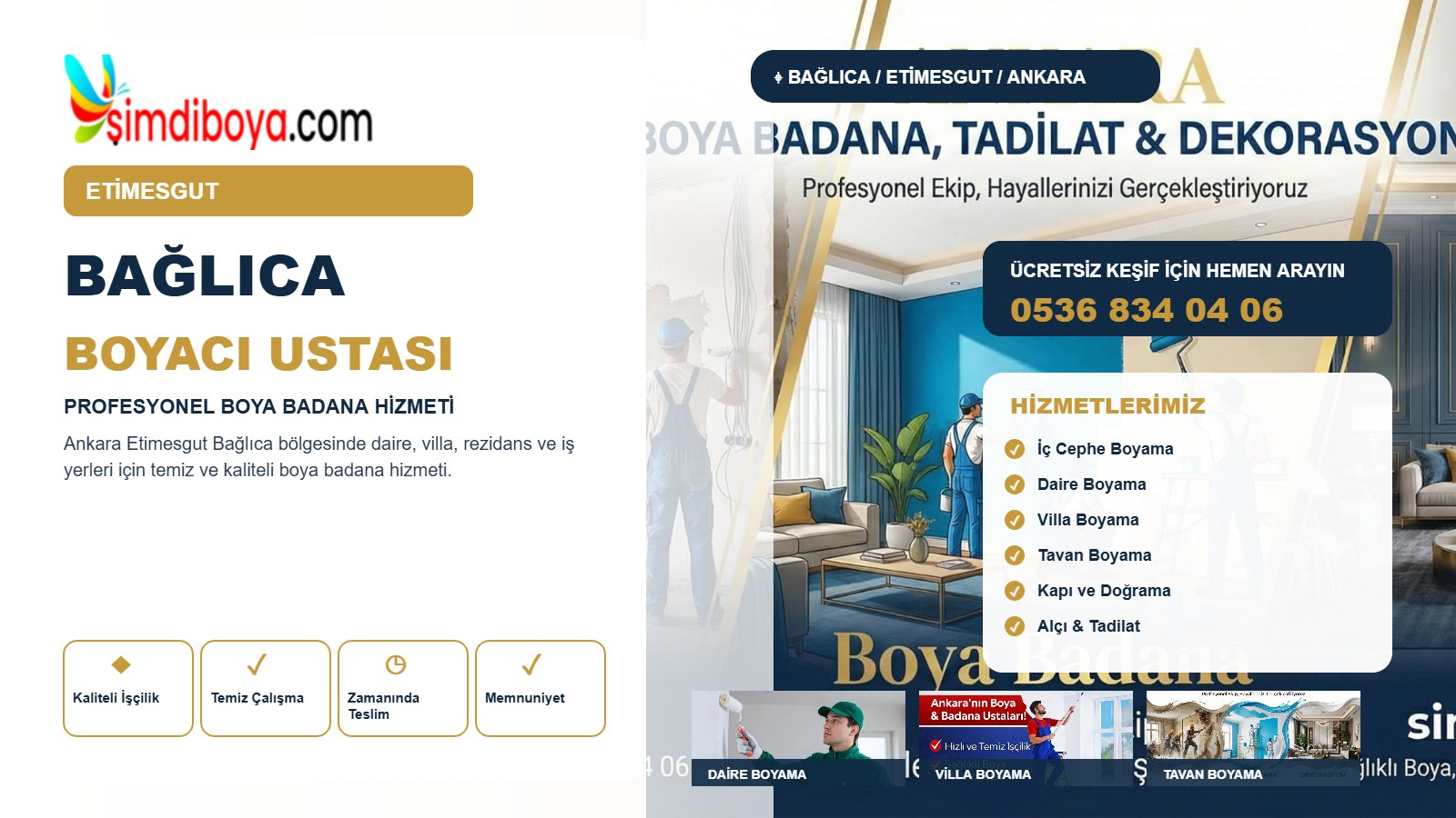 Bağlıca Boyacı | Etimesgut Boya Badana